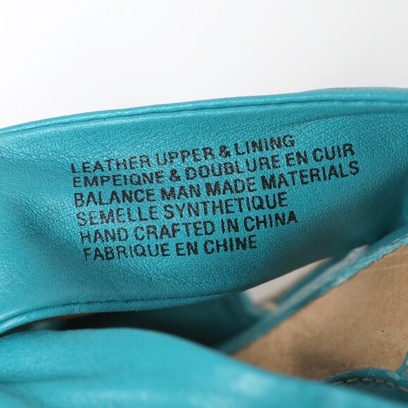 Born Driless Monte Carlo Leather Cork Wedge Sandal Turquoise Blue Strappy Mule - Picture 8 of 11